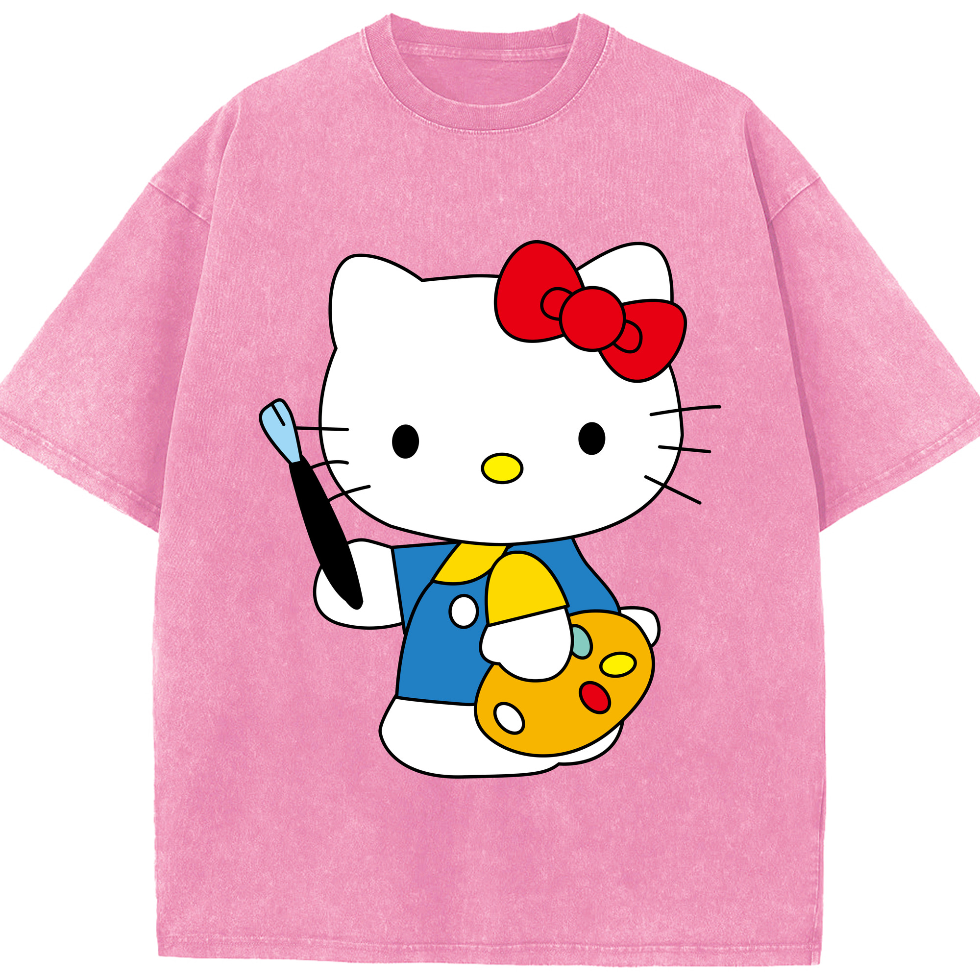 （画像用） Hello Kitty ハローキティ 綿100% ヴィンテージ風 半袖Tシャツ（フロントプリント）